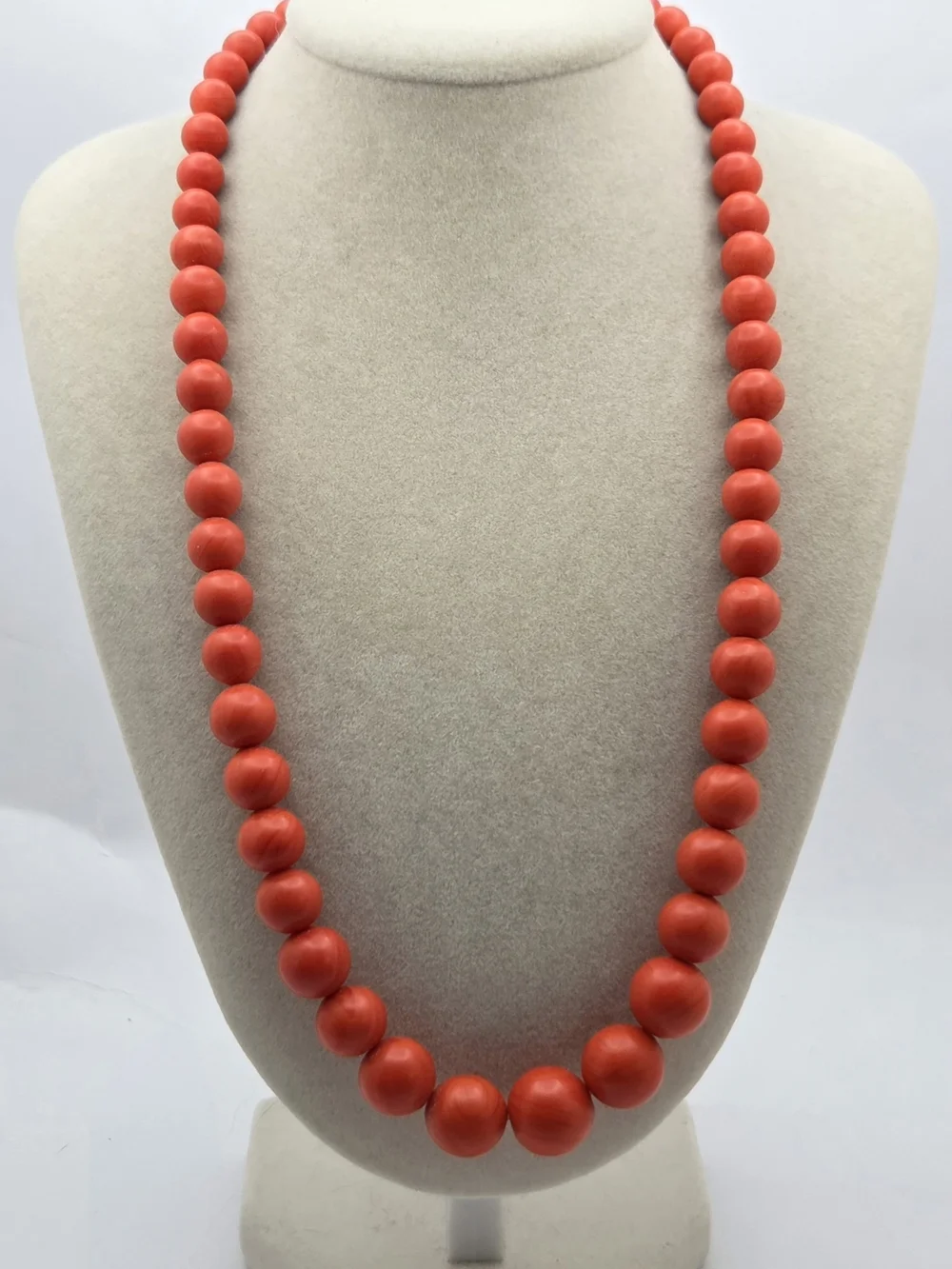 Vintage Orange Slag Glass Graduated Bead Necklace 19